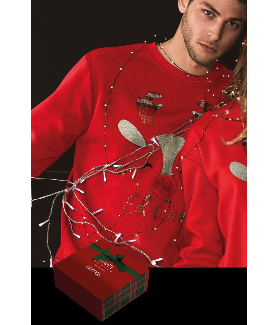 Sudadera hombre Navidad Admas Oh Deer rojo algodón