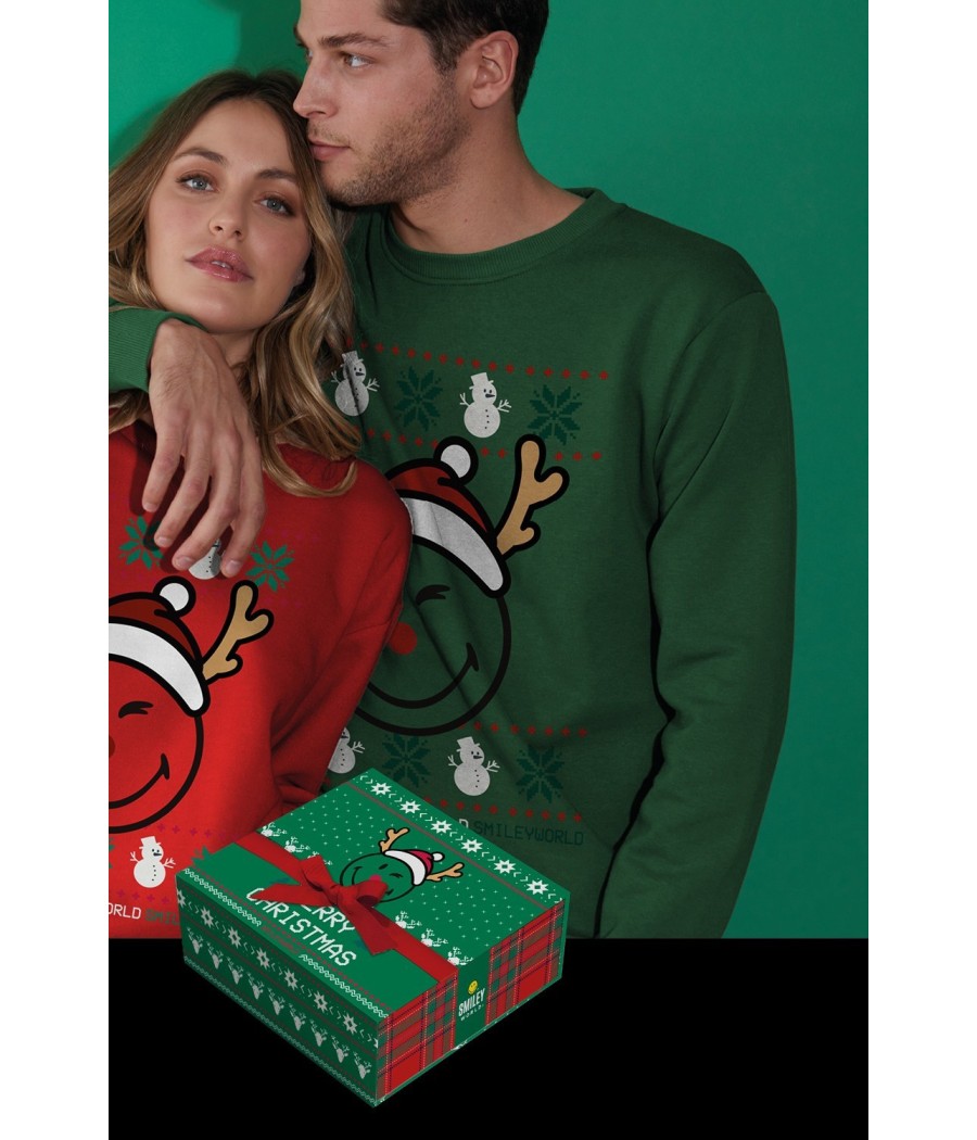 Sudadera hombre Navidad SMILEY World verde algodón