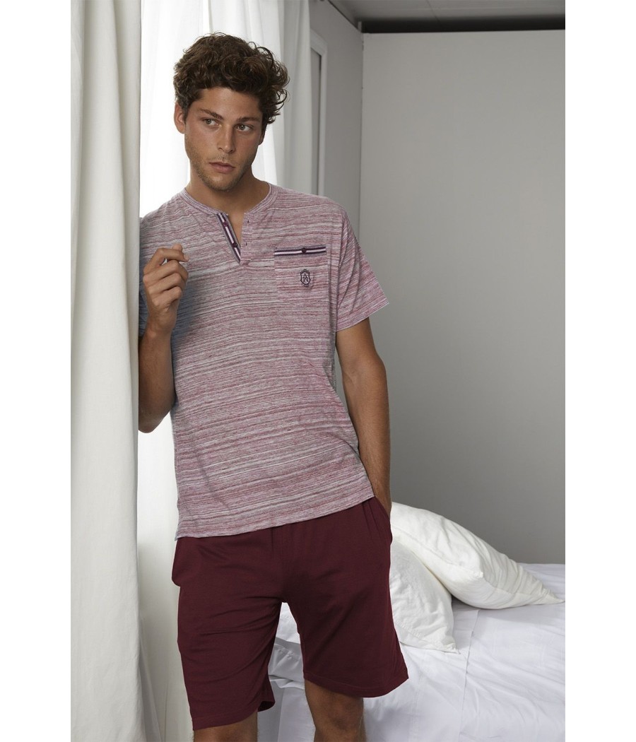 Pijama verano hombre Admas Classic Light Stripes azul algodón