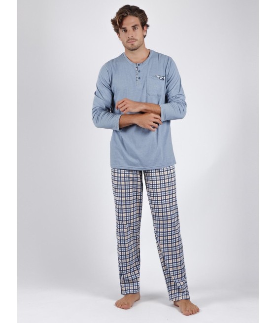 Pijama Hombre Largo Bluish VERANO ADMAS CLASSIC Cuadros Algodón