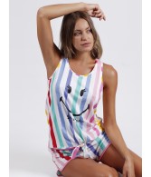 Pijama Mujer Hombrera Rainbow VERANO SMILEY WORLD Multicolor Algodón