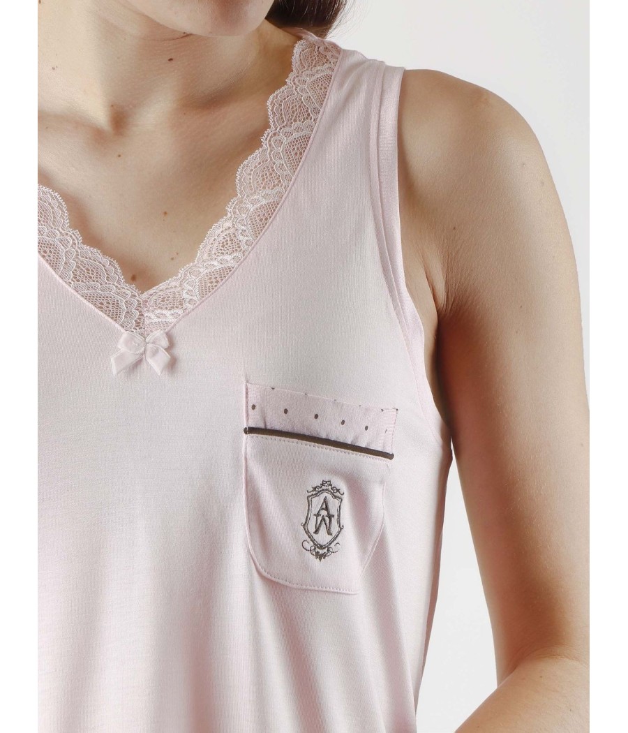 Pijama mujer sin mangas soft Secret verano Admas Classic rosa viscosa