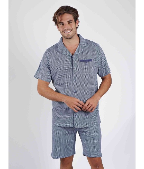 Pijama Corto Abierto Mercury HOMBRE ADMAS CLASSIC INVIERNO Azul Algodón