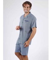 Pijama Corto Abierto Mercury HOMBRE ADMAS CLASSIC INVIERNO Azul Algodón