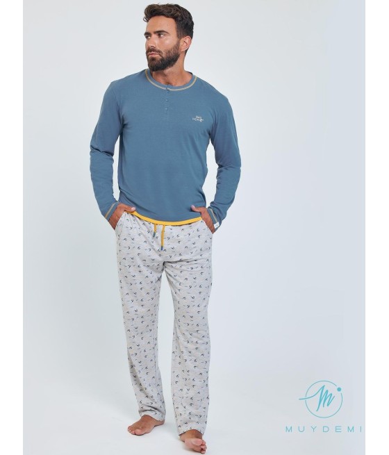 Aseniza Pijamas Hombre Verano de Algodón Pijama Corto Hombre con Camiseta y Pantalones Cortos Conjunto de Pijama para Hombre 