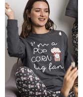 Pijama MUJER INVIERNO ADMAS Mujer Pop Corn Gris Jaspe