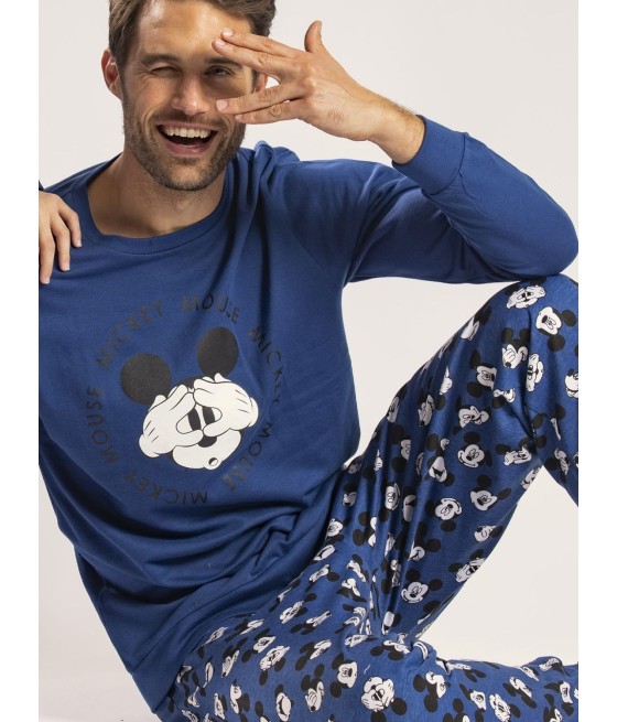 Pijama Hombre Invierno DISNEY Hombre Mickey Sport Azul Algodón