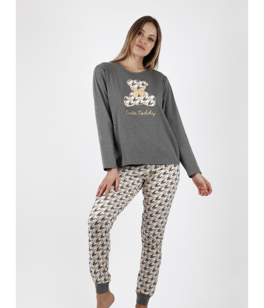 Pijama mujer invierno Admas Cute Teddy gris jaspe