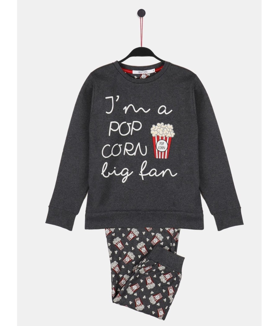 Pijama niño invierno Admas Colección Familiar Pop Corn gris jaspe