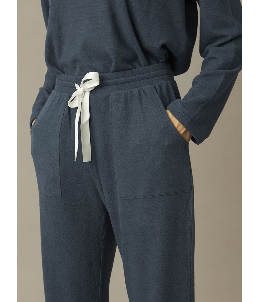 Pijama mujer invierno J&J Brothers azul punto bolsillos