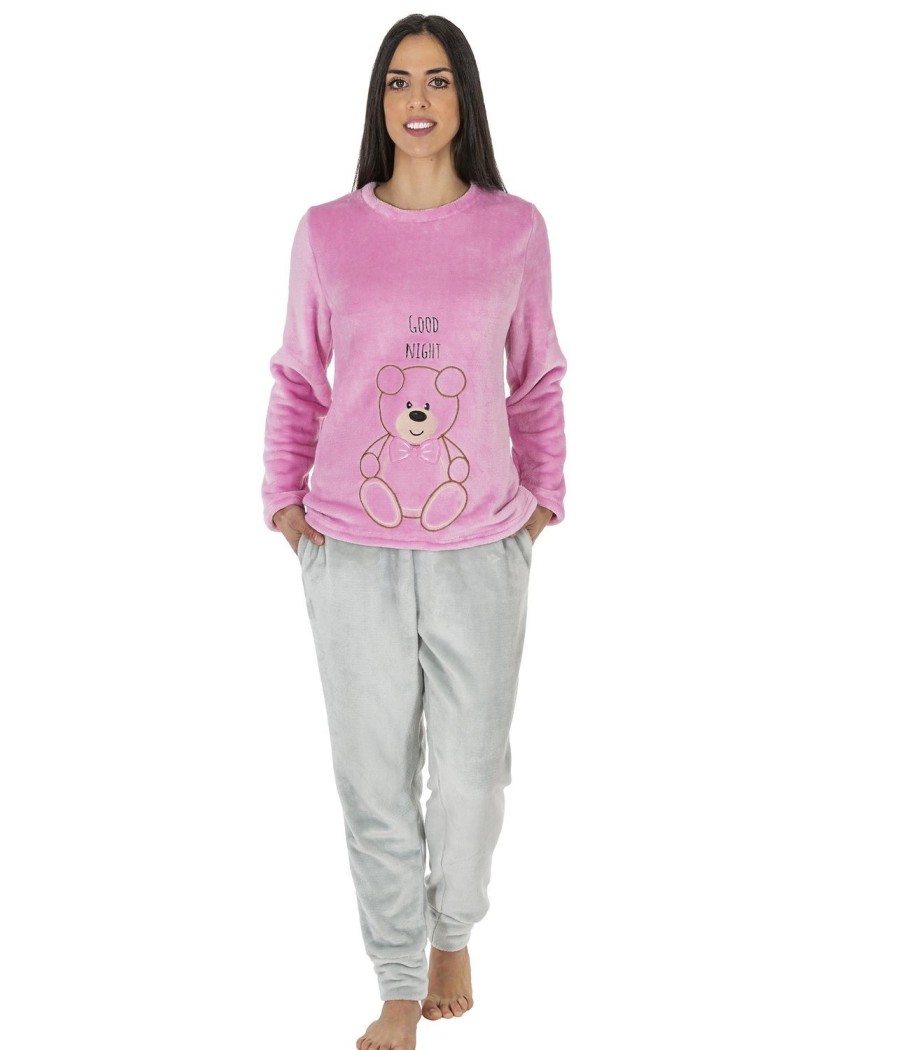 Pijama térmico mujer invierno Javier Golmar coralina rosa bolsillos