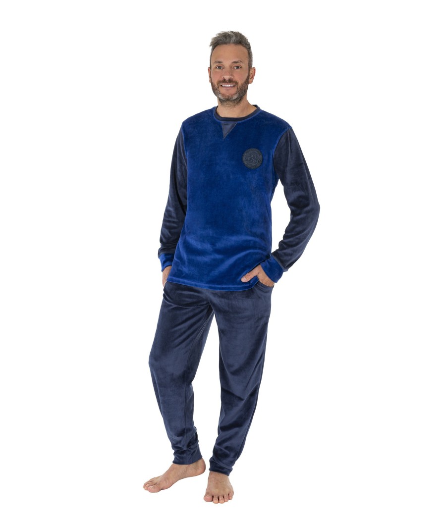 Pijama hombre invierno Javier Golmar terciopelo bolsillos