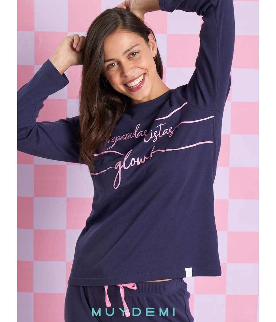 Pijama invierno mujer Muidemi azul Interlock
