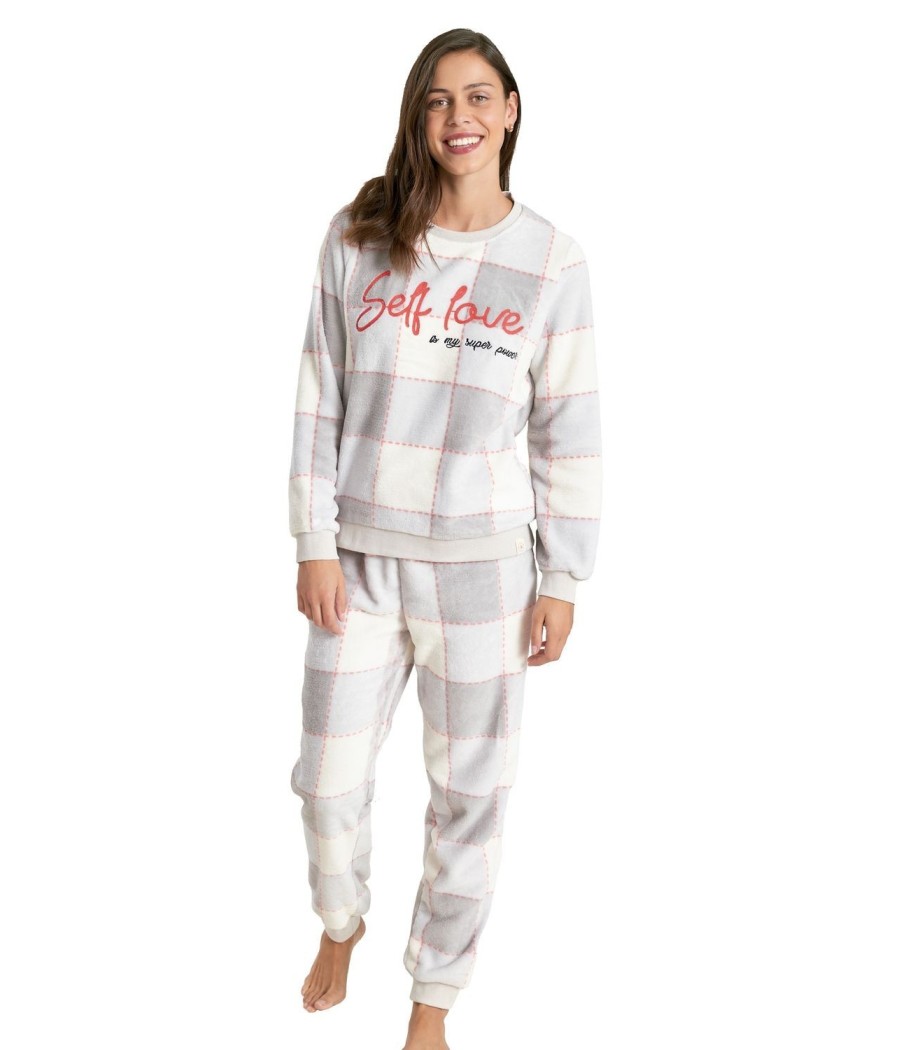 Pijama invierno mujer Muidemi cuadros coralina