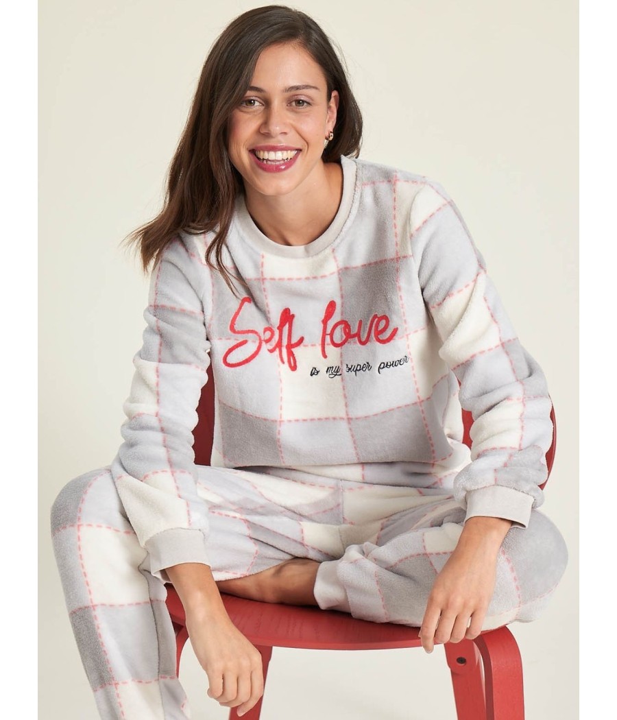 Pijama invierno mujer Muidemi cuadros coralina