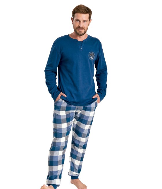 Pijama Térmico Hombre MUYDEMI Homewear Cuadros Franela