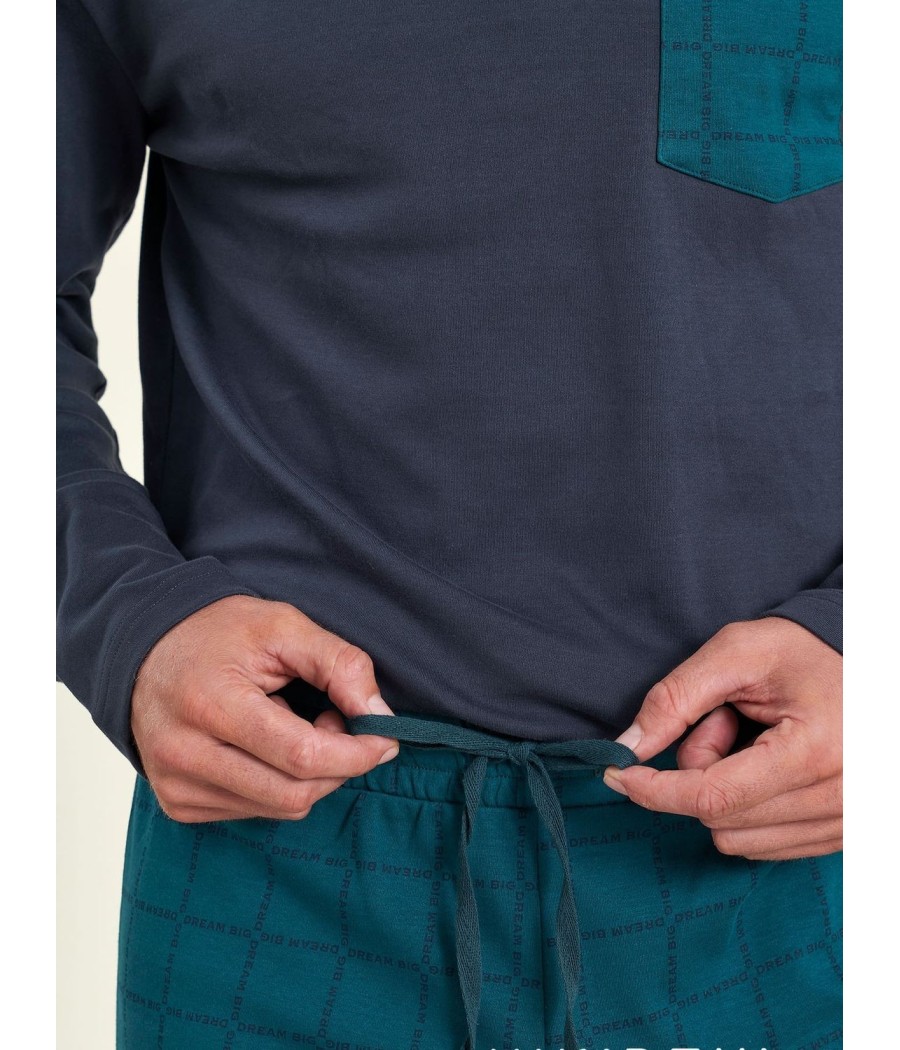 Pijama invierno hombre Muidemi Homewear azul algodón