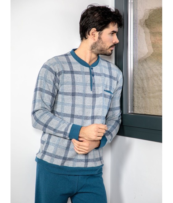 Pijama Térmico Hombre Invierno MUSLHER Homewear Punto Milano Azul