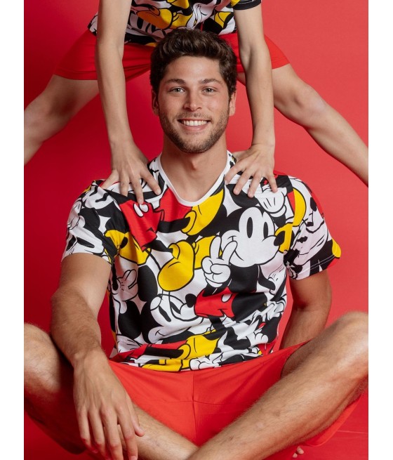 Pijama Hombre Verano Disney Mickey Happy Algodón
