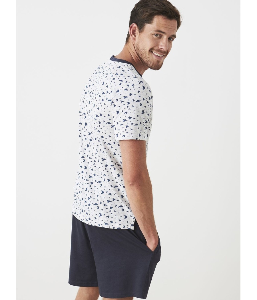 Pijama verano hombre J&J Brothers bolsillos Aves tapeta algodón