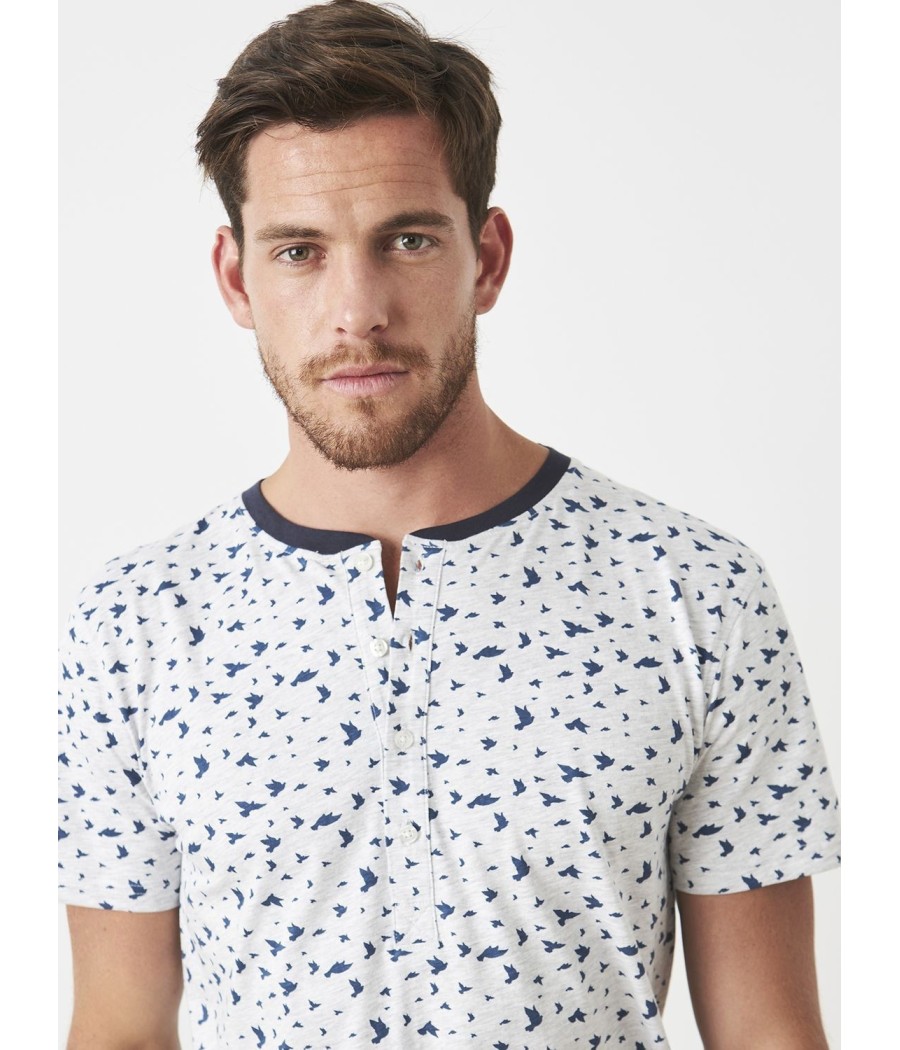 Pijama verano hombre J&J Brothers bolsillos Aves tapeta algodón