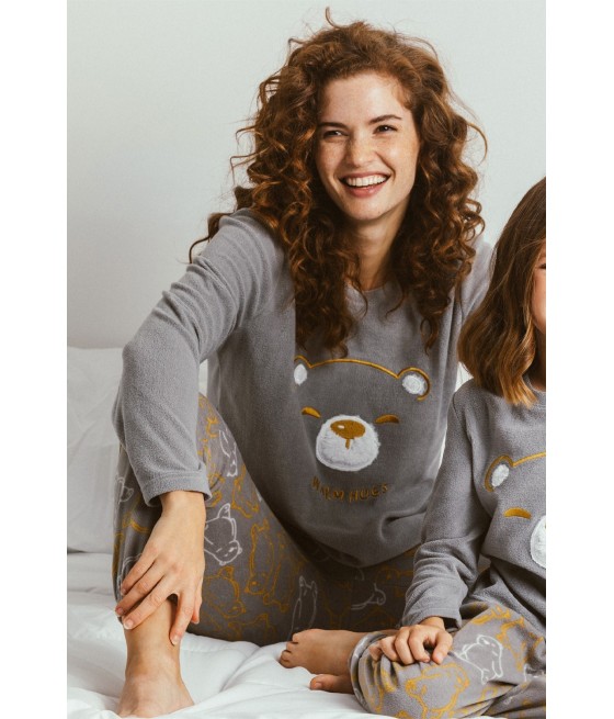 Pijama Invierno Mujer ADMAS Micropolar Warm Hugs Gris