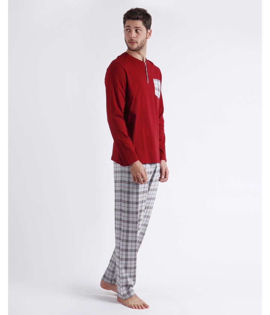 Pijama Invierno Hombre ADMAS CLASSIC Garnet Style Granate Algodón