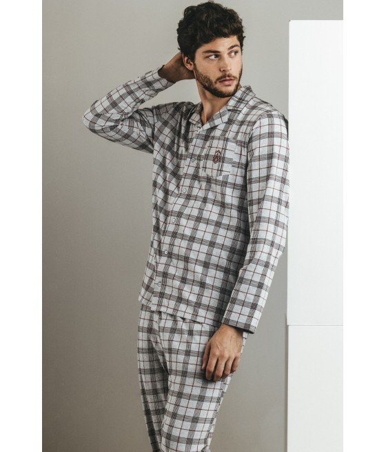 Pijama Invierno Hombre ADMAS CLASSIC Abierto Garnet Style Gris Jaspe Algodón