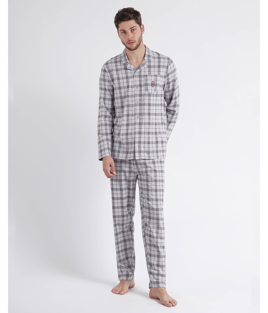 Pijama Invierno Hombre ADMAS CLASSIC Abierto Garnet Style Gris Jaspe Algodón