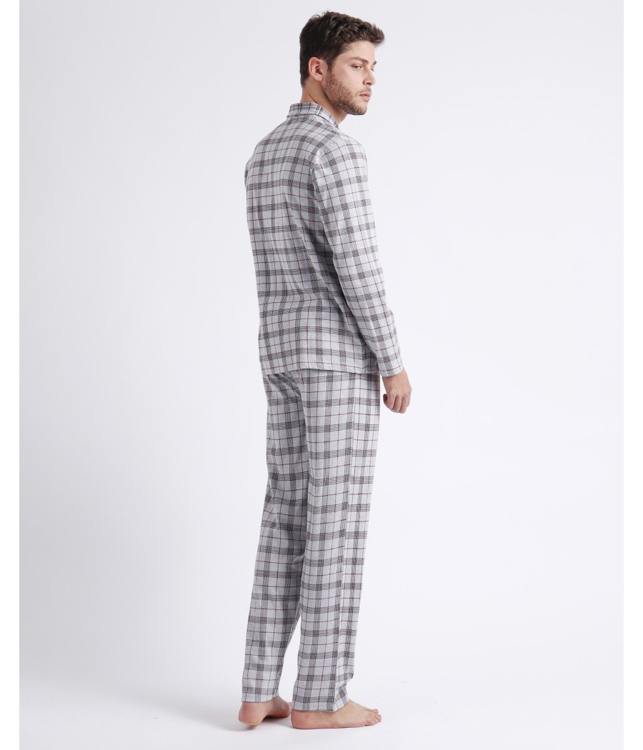 Pijama abierto invierno hombre Admas Classic Garnet Style gris algodón