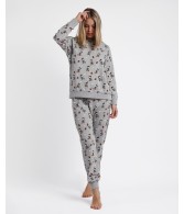 Pijama Invierno Mujer DISNEY 28 Estampado Sketch Gris Jaspe Algodón