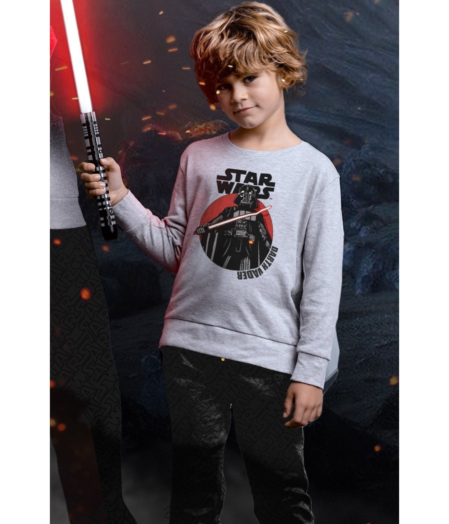 Pijama Invierno Juvenil Niño STAR WARS The Darkness Darth Vader Gris Algodón