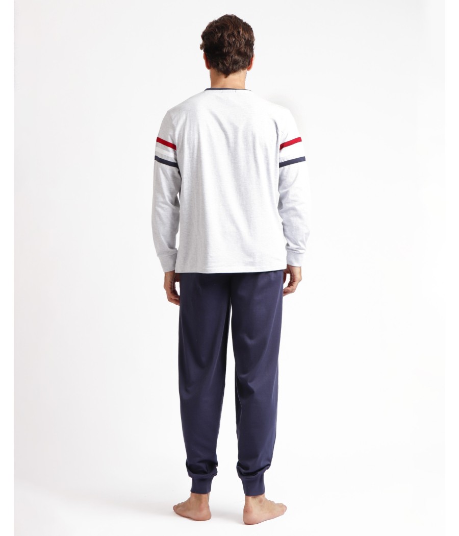 Pijama invierno hombre Lois Motor gris bolsillos algodón