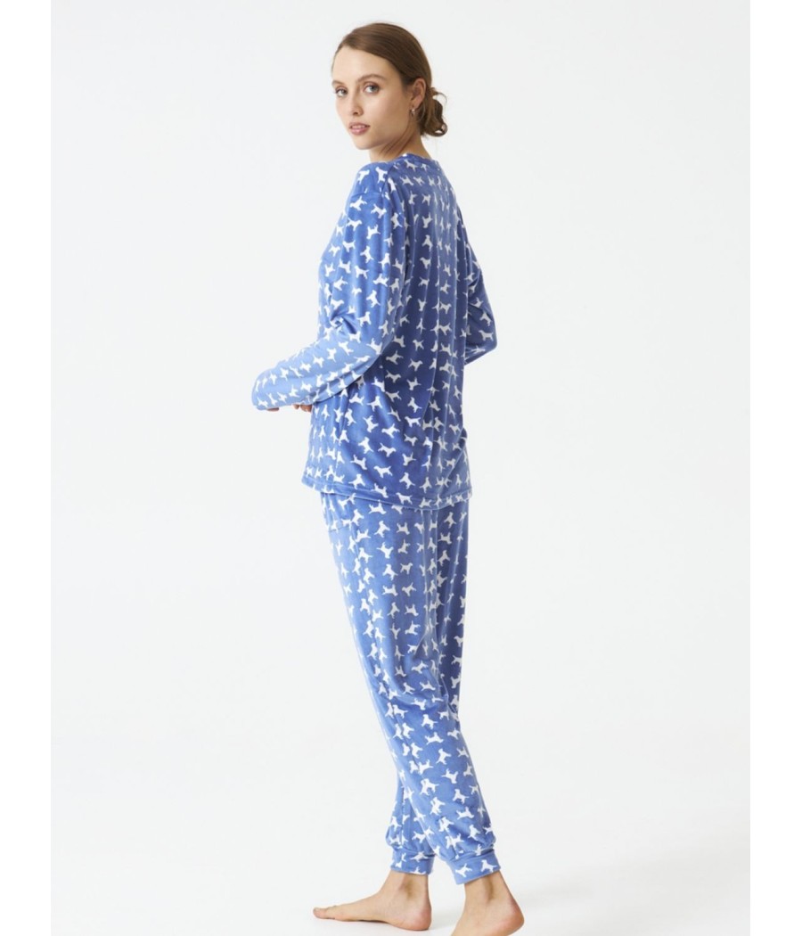 Pijama térmico mujer invierno J&J Brothers Micro coralina Perros bolsillos