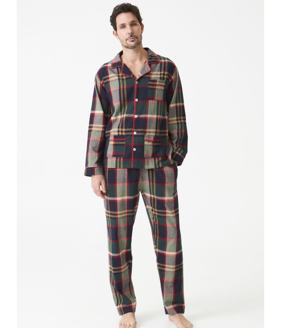 Pijama hombre invierno J&J Brothers cuadros abierto franela