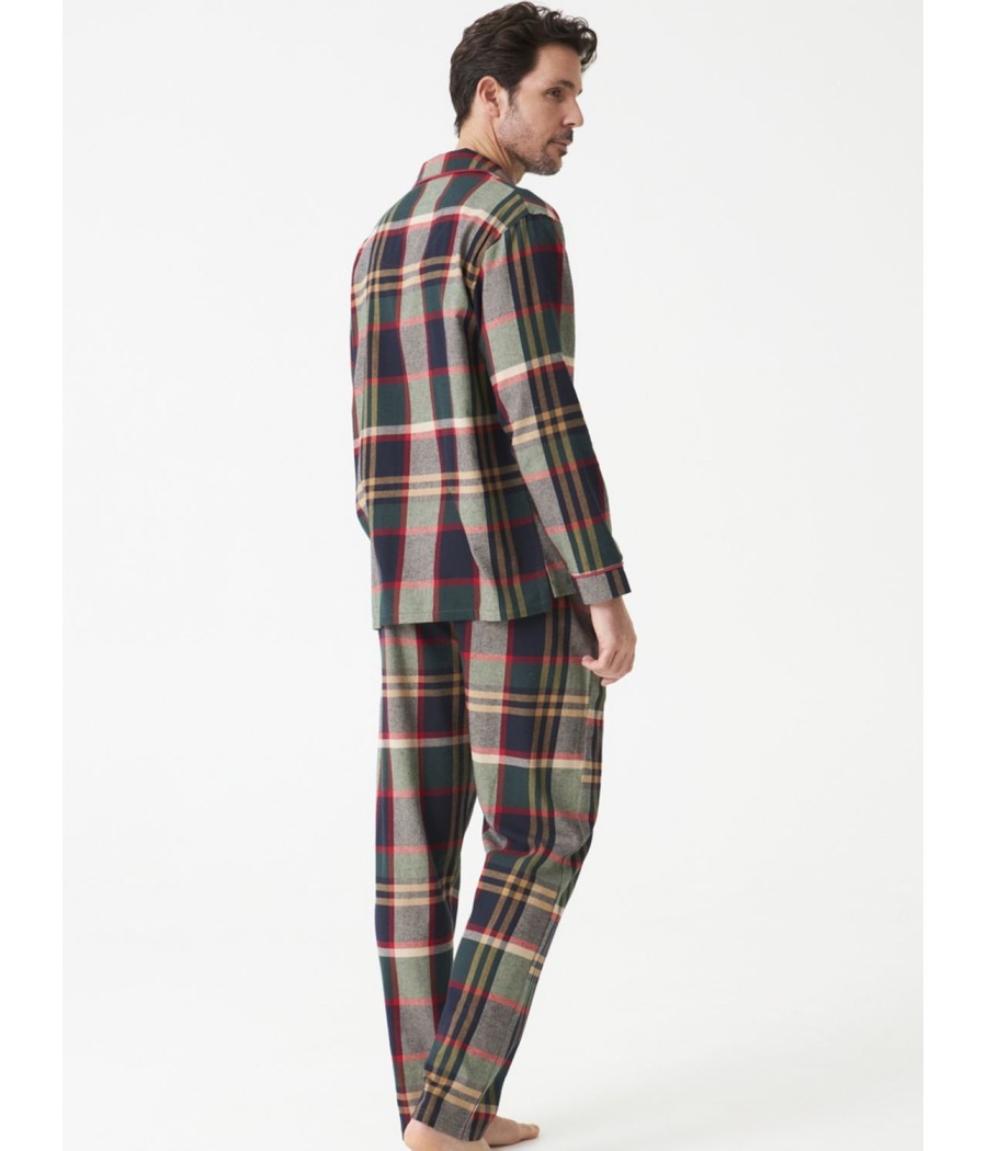 Pijama hombre invierno J&J Brothers cuadros abierto franela