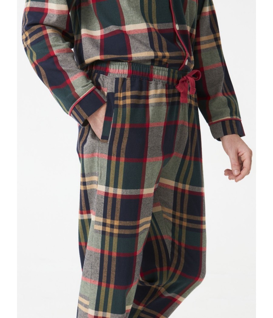 Pijama hombre invierno J&J Brothers cuadros abierto franela