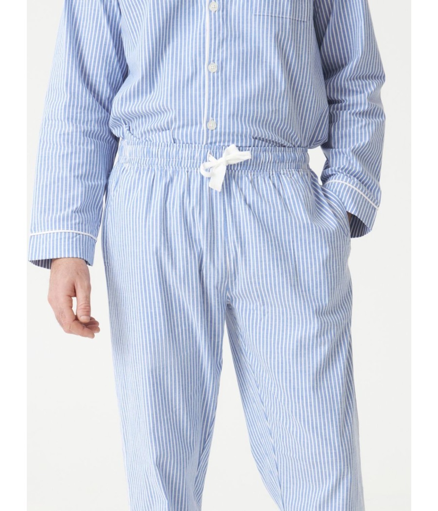 Pijama hombre largo J&J Brothers Popelín rayas abierto bolsillos