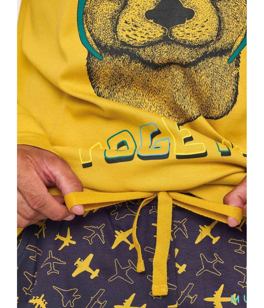 Pijama invierno hombre Muidemi Aviador bolsillos algodón tallas grandes