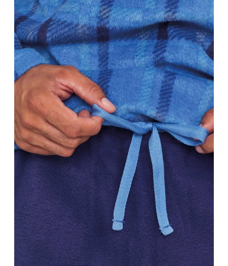 Pijama térmico hombre invierno Muidemi Micro Polar cuadros puños bolsillos