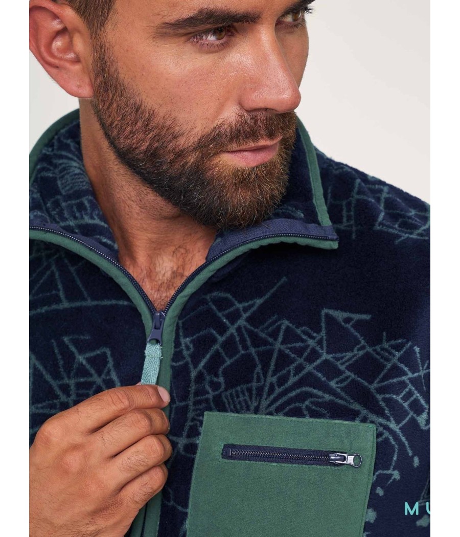 Bata corta hombre invierno Muydemi Ruta 66 bolsillos coralina