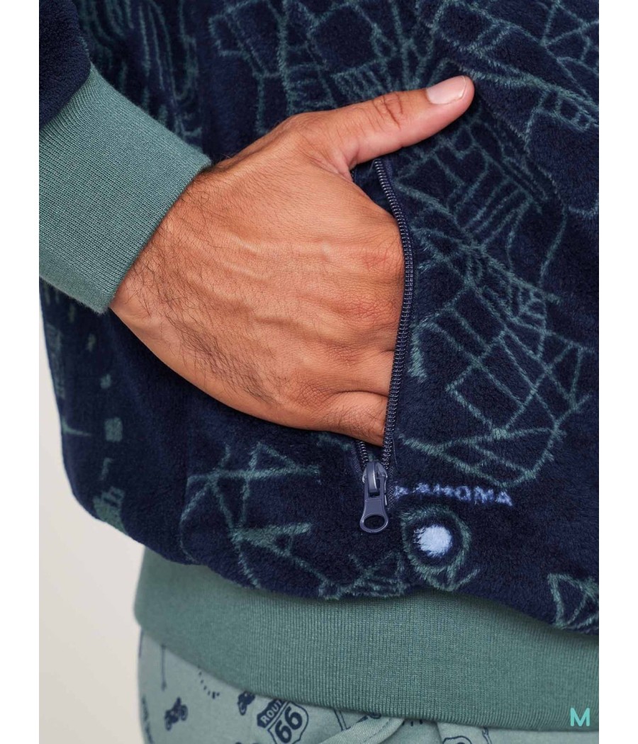 Bata corta hombre invierno Muydemi Ruta 66 bolsillos coralina