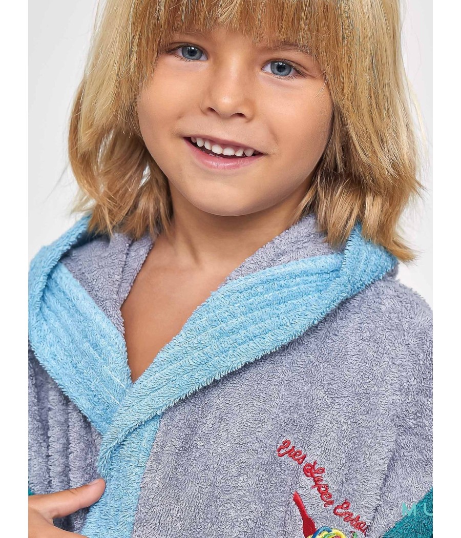 Albornoz hombre Muidemi gris Colores capucha bolsillos algodón