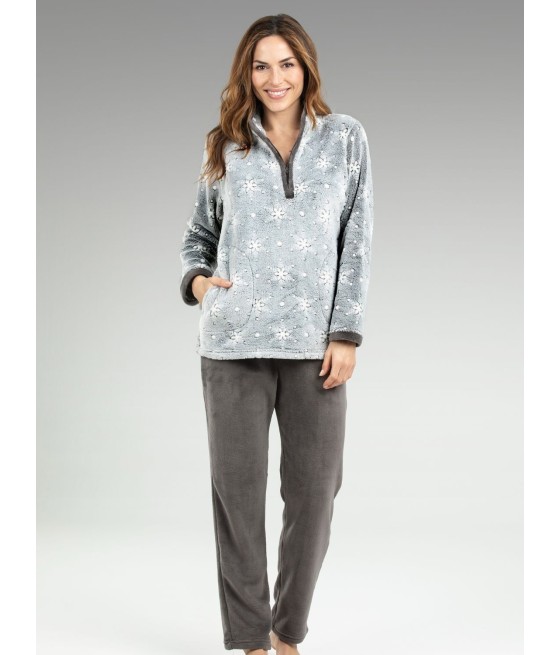 Pijama térmico invierno mujer Pettrus gris bolsillos...