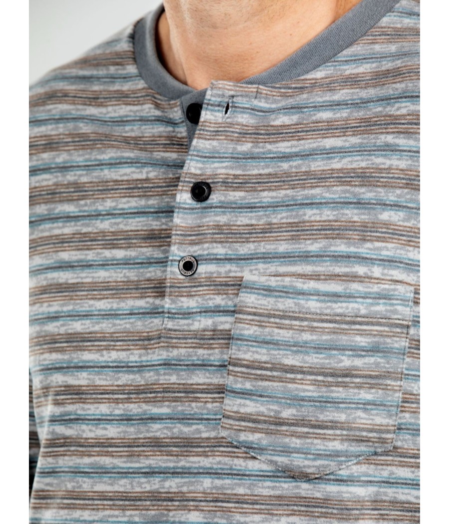 Pijama invierno hombre Pettrus punto técnico gris bolsillos