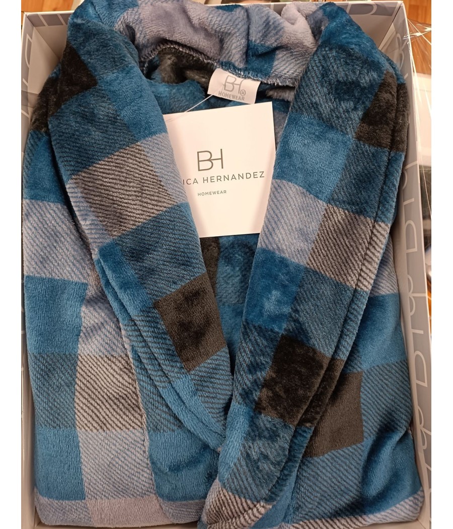 Bata corta térmica hombre Blanca Hernández cuadros coralina