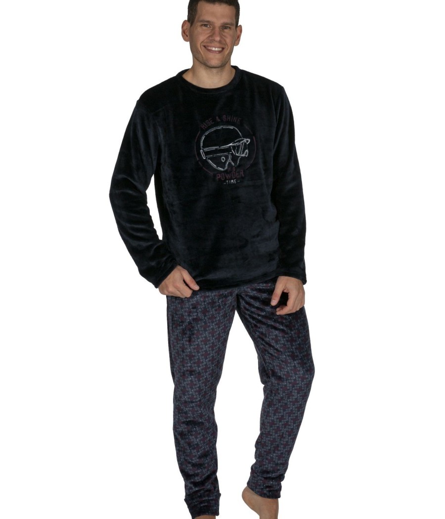 Pijama térmico hombre Javier Golmar azul bolsillos coralina