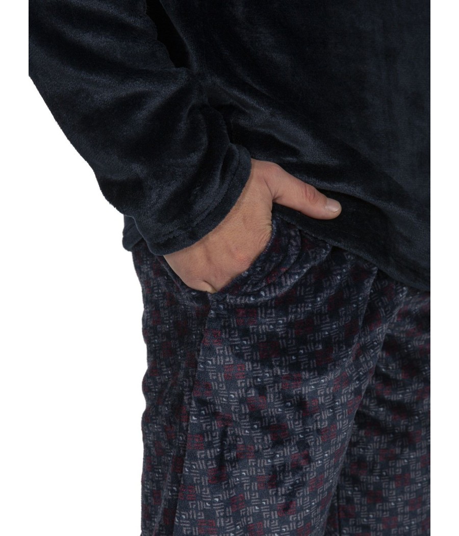 Pijama térmico hombre Javier Golmar azul bolsillos coralina