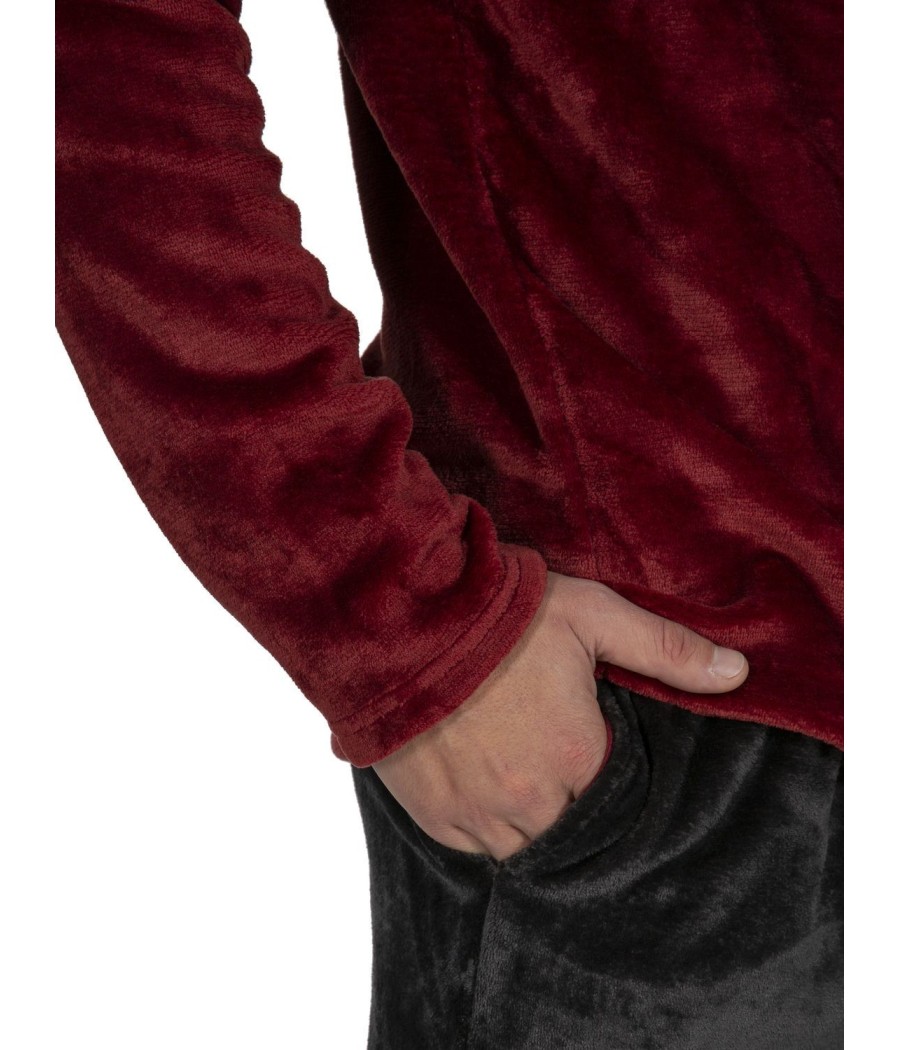 Pijama térmico hombre Javier Golmar burdeos bolsillos coralina