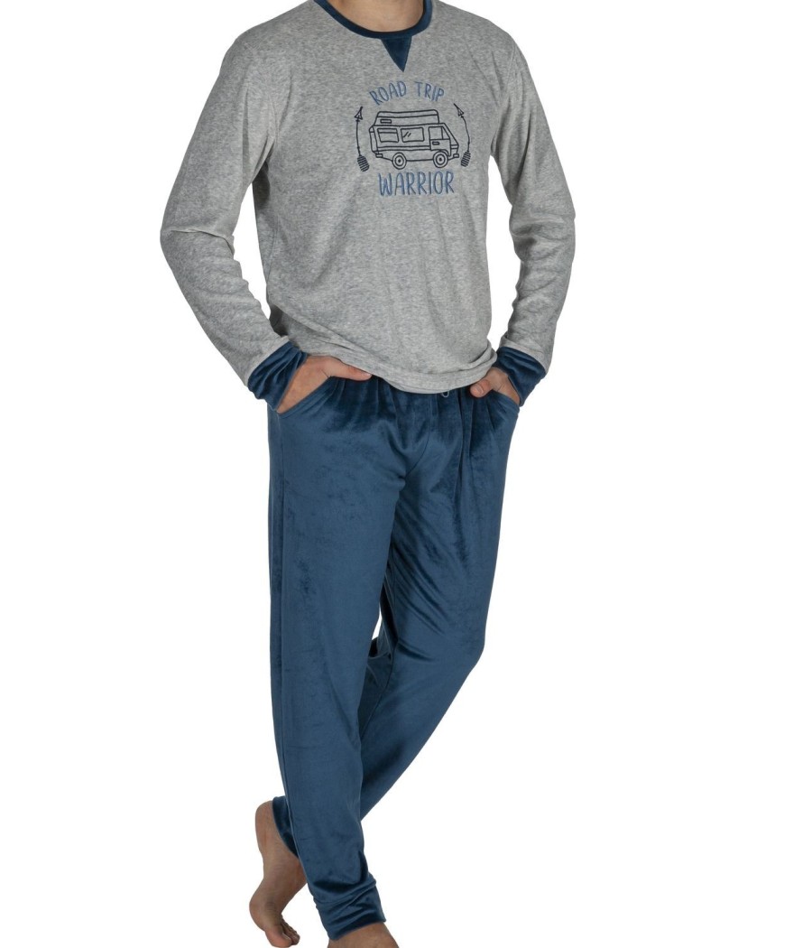 Pijama puños térmico hombre Javier Golmar Road gris bolsillos terciopelo